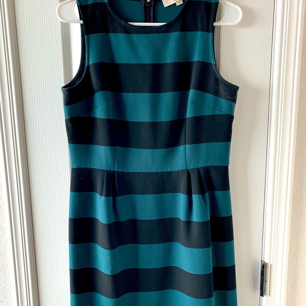LOFT - Teal/black striped dress